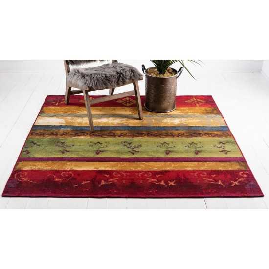 Rug Unique Loom Outdoor Modern Multi Square 6' 0 x 6' 0