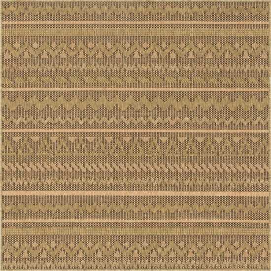 Rug Unique Loom Outdoor Modern Light Brown Square 6' 0 x 6' 0