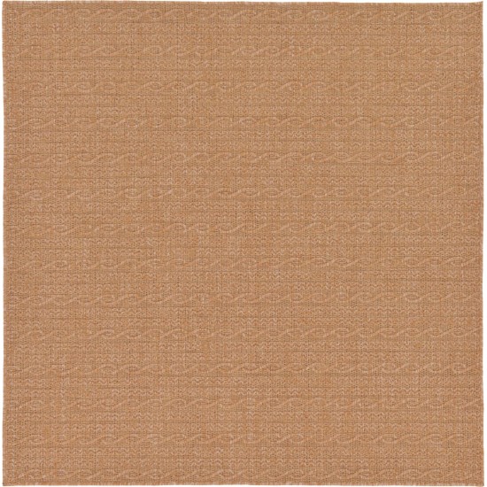 Rug Unique Loom Outdoor Modern Light Brown Square 6' 0 x 6' 0