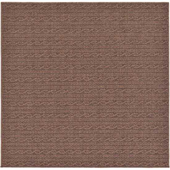 Rug Unique Loom Outdoor Modern Brown Square 6' 0 x 6' 0