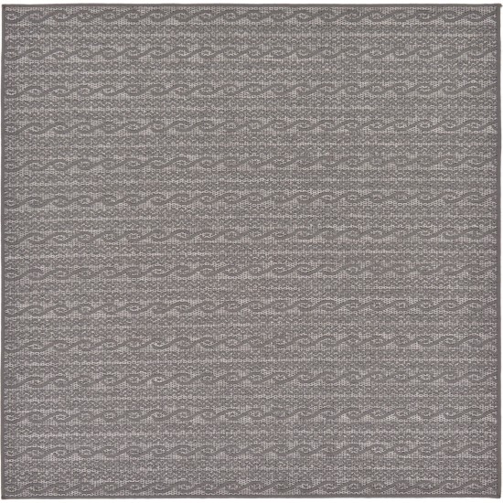 Rug Unique Loom Outdoor Modern Gray Square 6' 0 x 6' 0