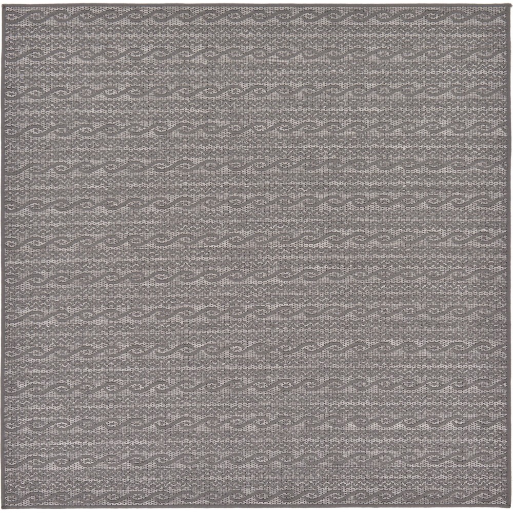 Rug Unique Loom Outdoor Modern Gray Square 6' 0 x 6' 0