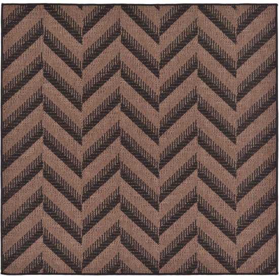 Rug Unique Loom Outdoor Modern Brown Square 6' 0 x 6' 0