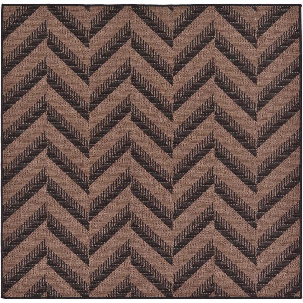 Rug Unique Loom Outdoor Modern Brown Square 6' 0 x 6' 0