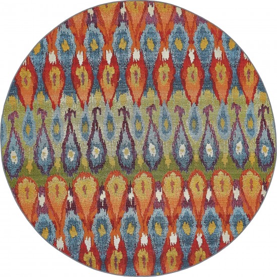 Rug Unique Loom Outdoor Modern Multi Round 8' 0 x 8' 0