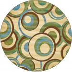 Rug Unique Loom Outdoor Modern Beige Round 8' 0 x 8' 0