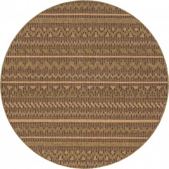 Rug Unique Loom Outdoor Modern Light Brown Round 6' 0 x 6' 0