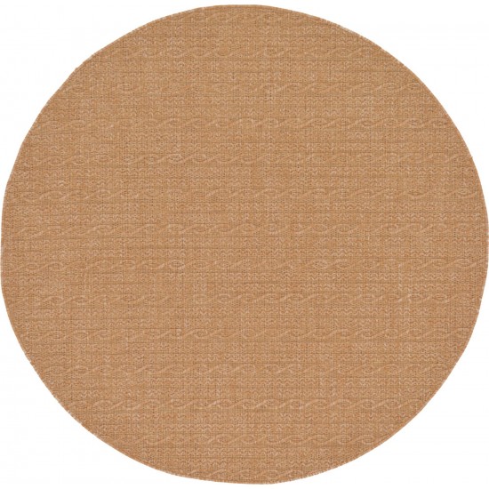 Rug Unique Loom Outdoor Modern Light Brown Round 6' 0 x 6' 0