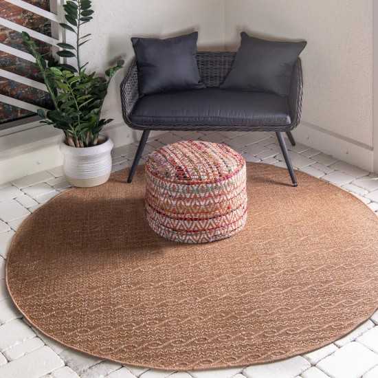 Rug Unique Loom Outdoor Modern Light Brown Round 6' 0 x 6' 0