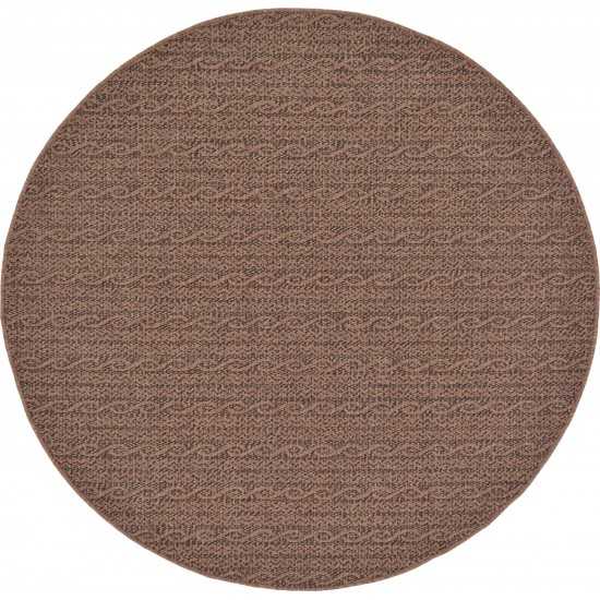 Rug Unique Loom Outdoor Modern Brown Round 6' 0 x 6' 0