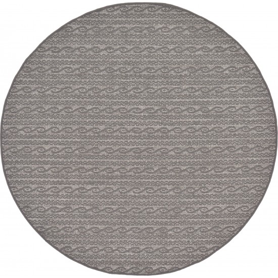 Rug Unique Loom Outdoor Modern Gray Round 6' 0 x 6' 0