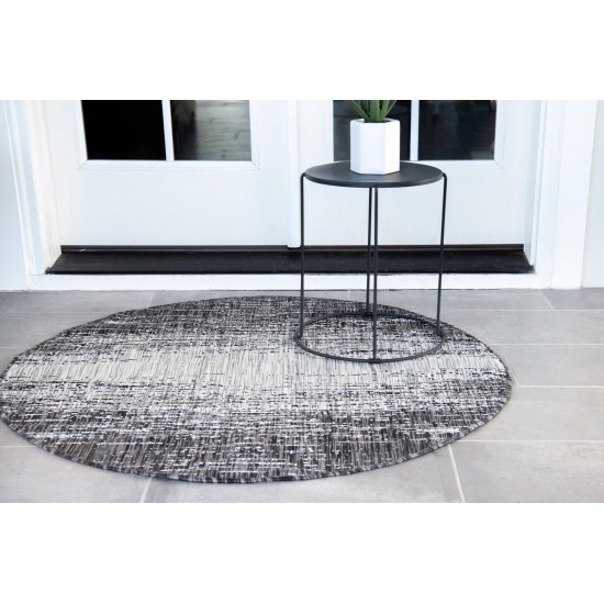 Rug Unique Loom Outdoor Modern Gray Round 5' 3 x 5' 3