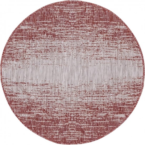 Rug Unique Loom Outdoor Modern Rust Red Round 4' 0 x 4' 0