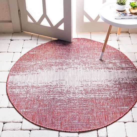 Rug Unique Loom Outdoor Modern Rust Red Round 4' 0 x 4' 0