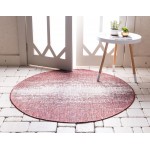 Rug Unique Loom Outdoor Modern Rust Red Round 4' 0 x 4' 0