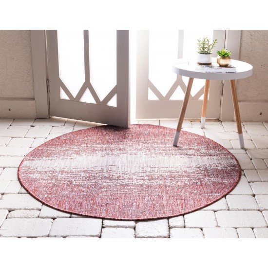Rug Unique Loom Outdoor Modern Rust Red Round 4' 0 x 4' 0