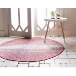 Rug Unique Loom Outdoor Modern Rust Red Round 4' 0 x 4' 0