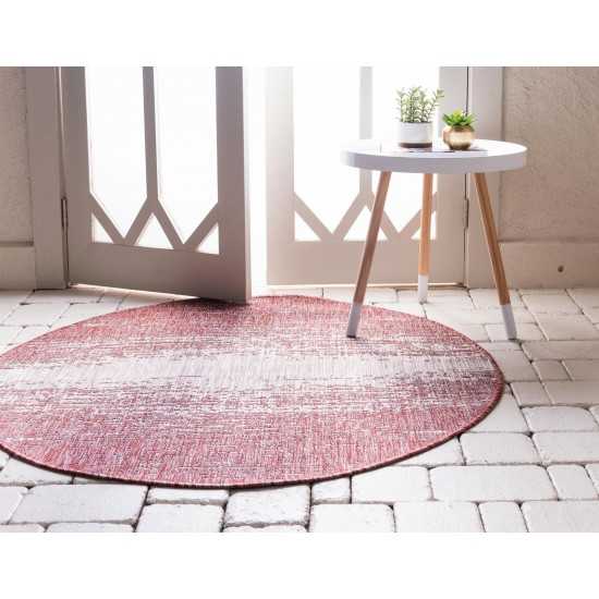 Rug Unique Loom Outdoor Modern Rust Red Round 4' 0 x 4' 0