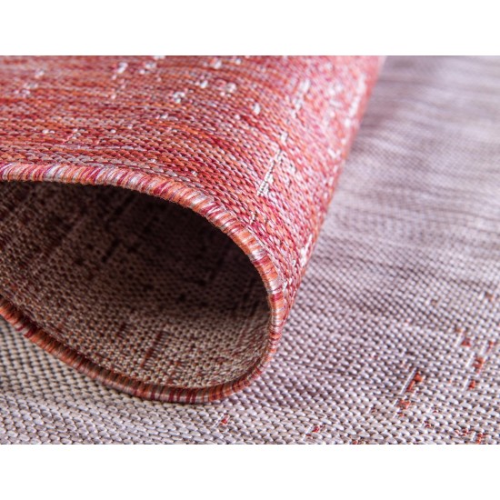 Rug Unique Loom Outdoor Modern Rust Red Round 4' 0 x 4' 0