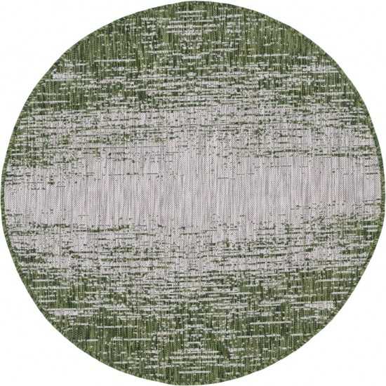 Rug Unique Loom Outdoor Modern Green Round 4' 0 x 4' 0