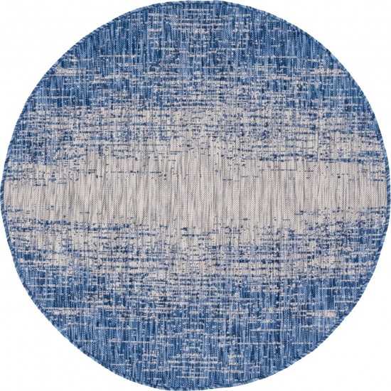 Rug Unique Loom Outdoor Modern Blue Round 4' 0 x 4' 0