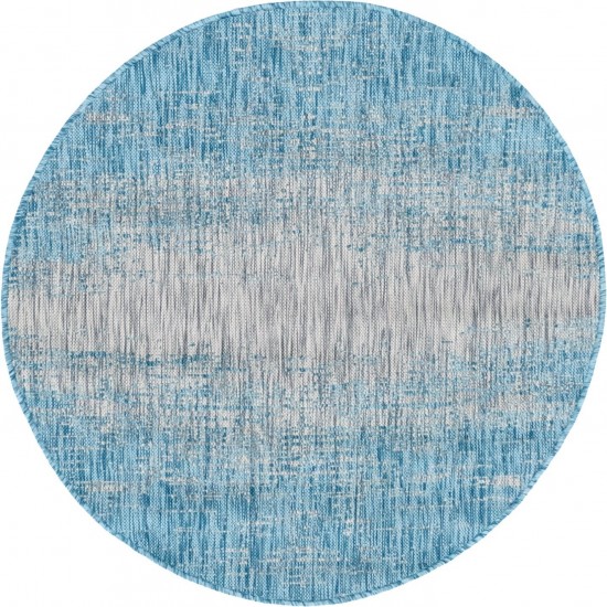 Rug Unique Loom Outdoor Modern Aqua Blue Round 4' 0 x 4' 0