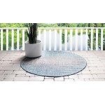 Rug Unique Loom Outdoor Modern Aqua Blue Round 4' 0 x 4' 0