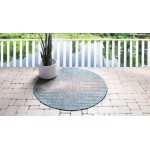 Rug Unique Loom Outdoor Modern Aqua Blue Round 4' 0 x 4' 0