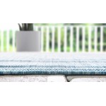 Rug Unique Loom Outdoor Modern Aqua Blue Round 4' 0 x 4' 0