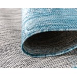 Rug Unique Loom Outdoor Modern Aqua Blue Round 4' 0 x 4' 0