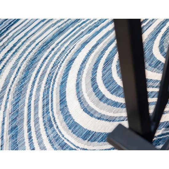 Rug Unique Loom Outdoor Modern Navy Blue Round 4' 0 x 4' 0