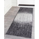 Rug Unique Loom Outdoor Modern Gray Runner 2' 0 x 8' 0