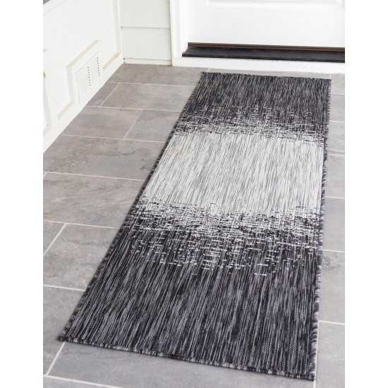 Rug Unique Loom Outdoor Modern Gray Runner 2' 0 x 8' 0