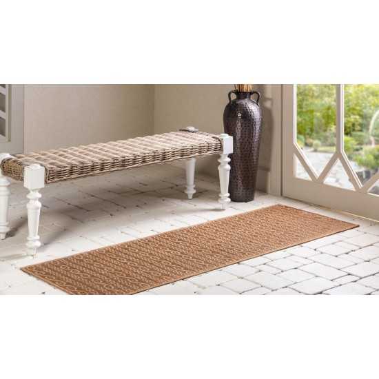 Rug Unique Loom Outdoor Modern Light Brown Runner 2' 2 x 6' 0