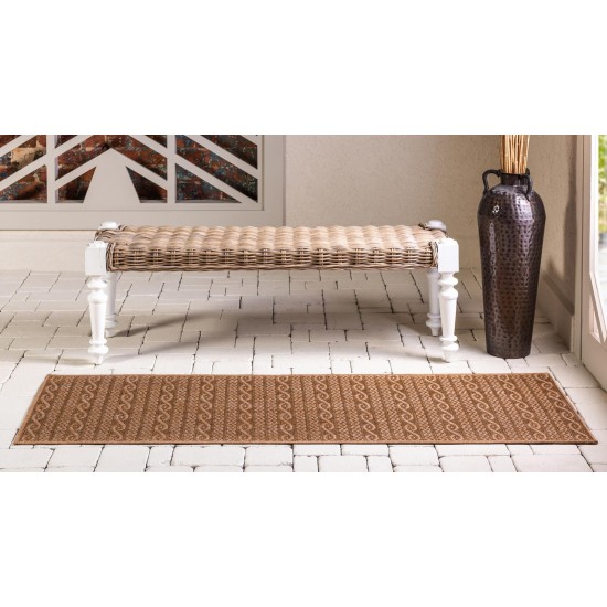 Rug Unique Loom Outdoor Modern Light Brown Runner 2' 2 x 6' 0