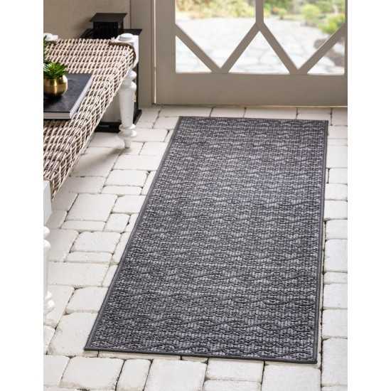 Rug Unique Loom Outdoor Modern Gray Runner 2' 2 x 6' 0