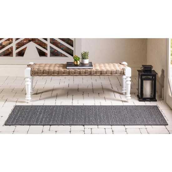 Rug Unique Loom Outdoor Modern Gray Runner 2' 2 x 6' 0