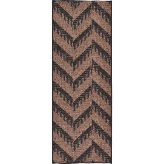 Rug Unique Loom Outdoor Modern Brown Runner 2' 2 x 6' 0