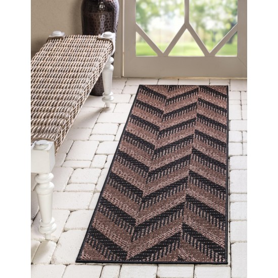 Rug Unique Loom Outdoor Modern Brown Runner 2' 2 x 6' 0