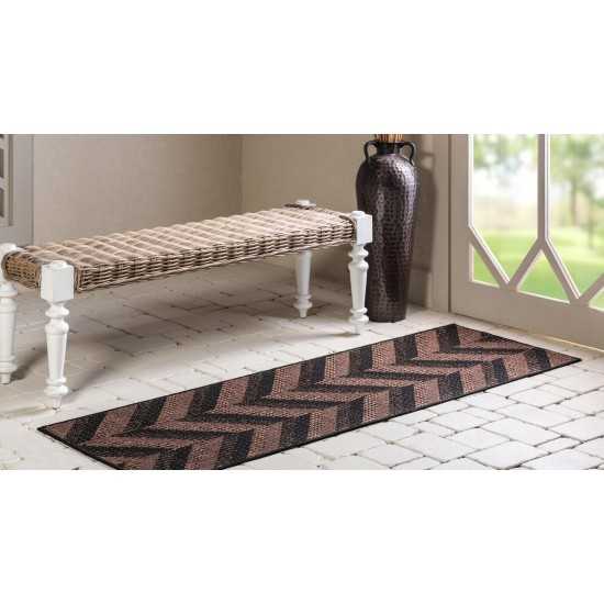 Rug Unique Loom Outdoor Modern Brown Runner 2' 2 x 6' 0