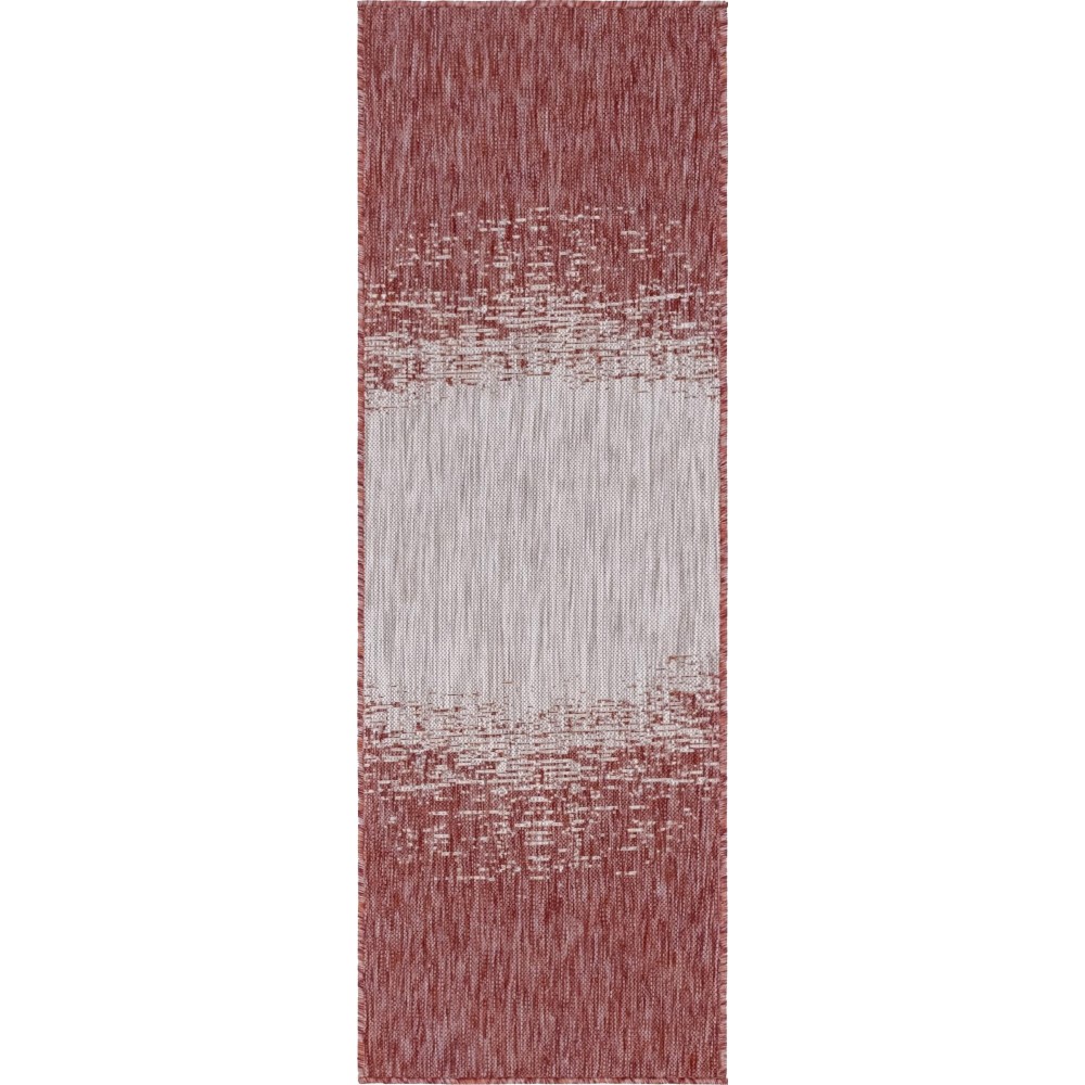 Rug Unique Loom Outdoor Modern Rust Red Runner 2' 0 x 6' 0