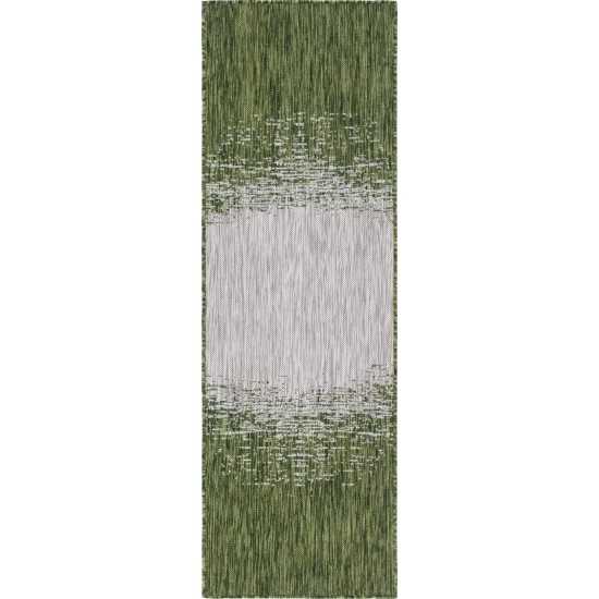 Rug Unique Loom Outdoor Modern Green Runner 2' 0 x 6' 0