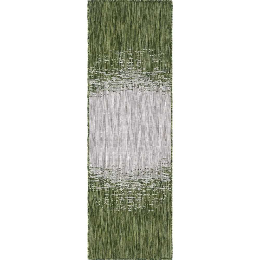 Rug Unique Loom Outdoor Modern Green Runner 2' 0 x 6' 0