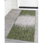 Rug Unique Loom Outdoor Modern Green Runner 2' 0 x 6' 0