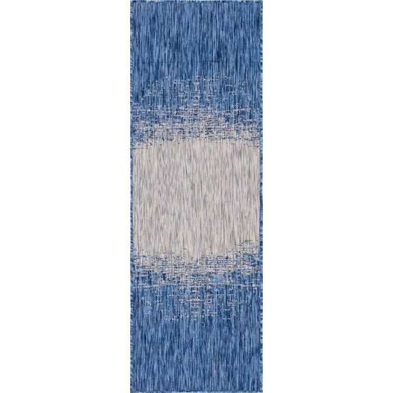 Rug Unique Loom Outdoor Modern Blue Runner 2' 0 x 6' 0