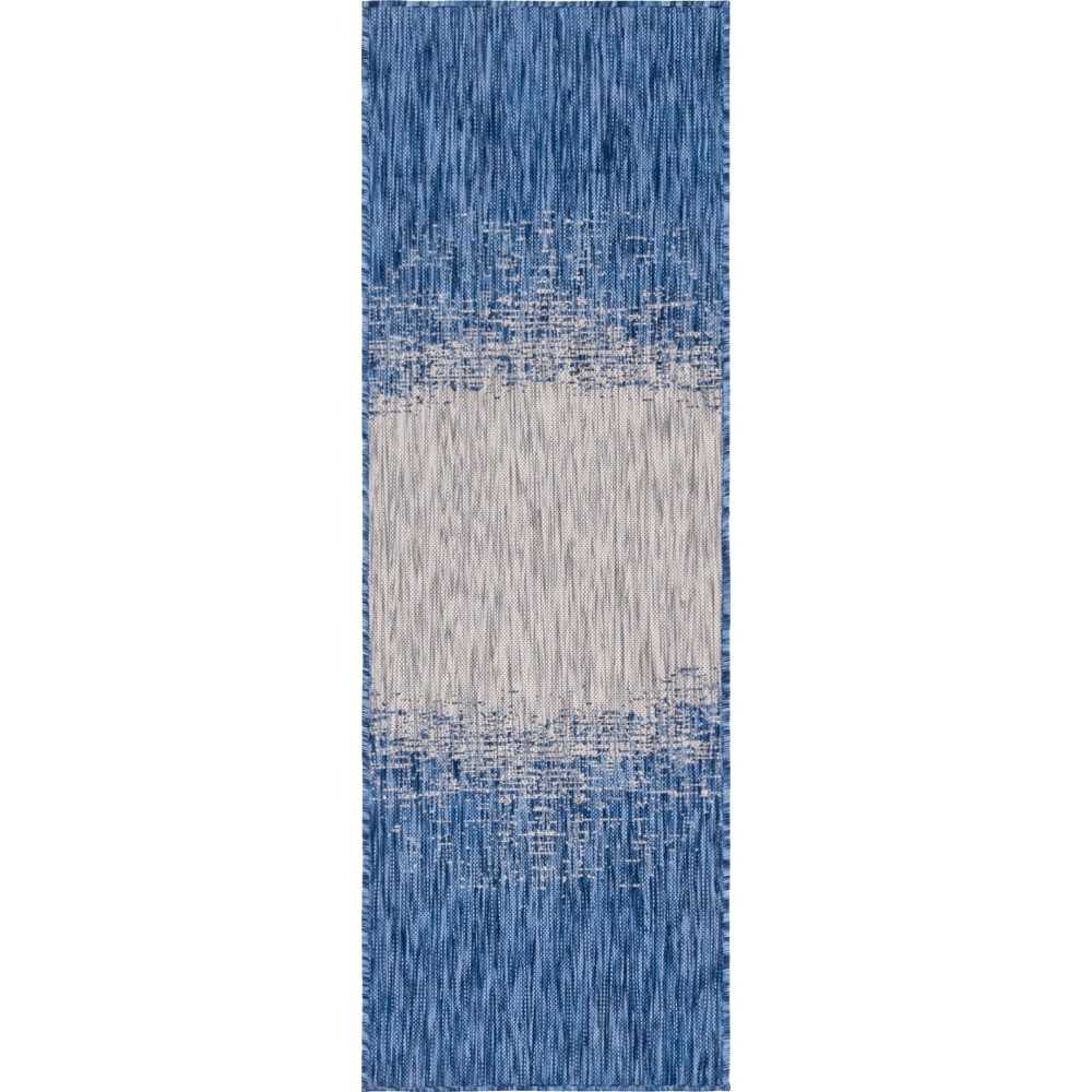 Rug Unique Loom Outdoor Modern Blue Runner 2' 0 x 6' 0