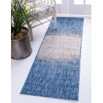 Rug Unique Loom Outdoor Modern Blue Runner 2' 0 x 6' 0