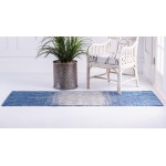 Rug Unique Loom Outdoor Modern Blue Runner 2' 0 x 6' 0