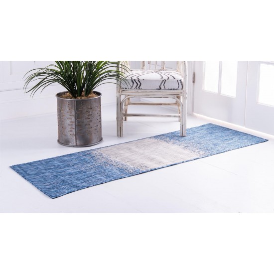 Rug Unique Loom Outdoor Modern Blue Runner 2' 0 x 6' 0