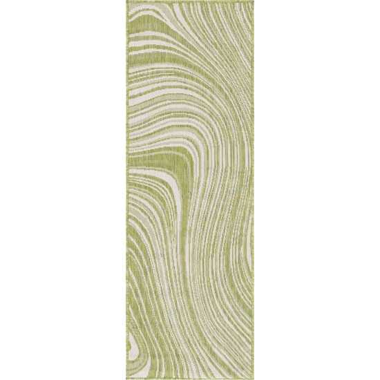 Rug Unique Loom Outdoor Modern Green Runner 2' 0 x 6' 0